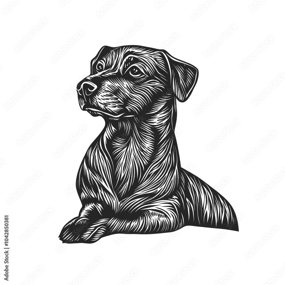 Obraz premium Black Dog in Elegant Detailed Illustration