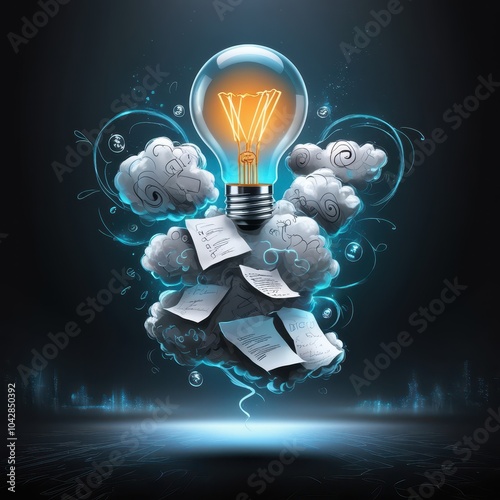 Light bulb concept, Stock market Concept
