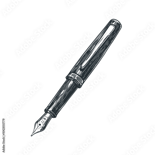 Elegant Fountain Pen Illustrations for Design Projects