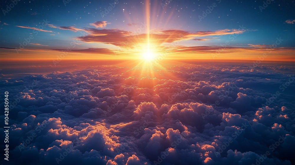 Fototapeta premium 雲海を照らす夕日