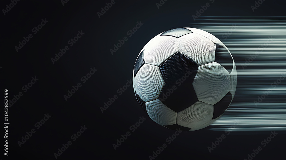 Naklejka premium Dynamic soccer ball in motion against dark background