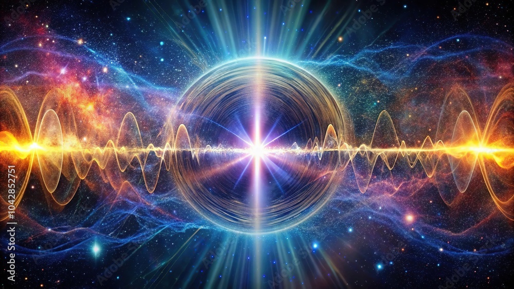 Extreme close-up abstract representation of a cosmic pulsar emitting rhythmic waves of cosmic energy, a cosmic heartbeat