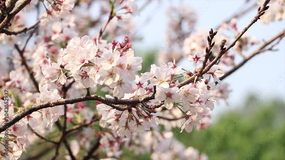 Pink cherry blossoms in bloom in spring Pink cherry blossoms in bloom in spring