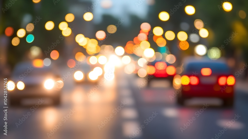 Vibrant Traffic Bokeh with Clear Center Space for Text Vibrant Traffic Bokeh with Clear Center Space for Text