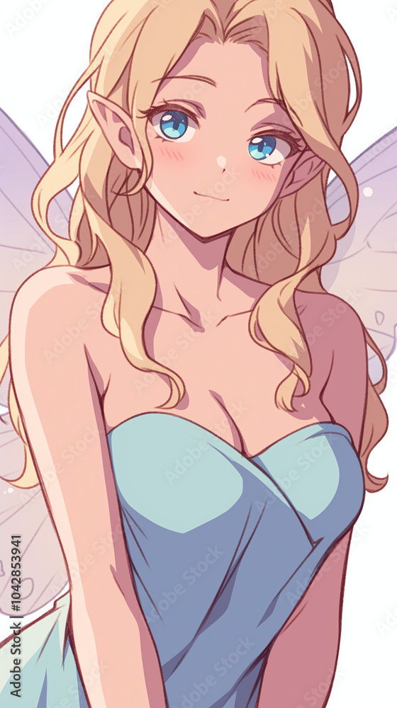 Cute Blonde Fairy with Wings - Fantasy Illustration Cute Blonde Fairy with Wings - Fantasy Illustration