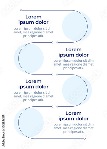 Healthcare related infographic vertical sequence. Treatment process. Healthcare plan. Visualization infochart with 4 steps. Circles workflow. Montserrat SemiBold, Lato Regular fonts used