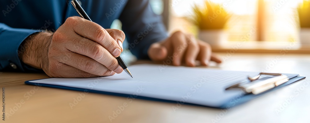 Close-Up of Doctor's Hands Writing Medical Data on Document, Wearing White Coat and Using Stethoscope
