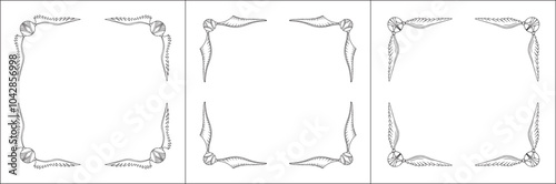 Photography Set of elegant black and white monochrome snitch stylized ornamental corners