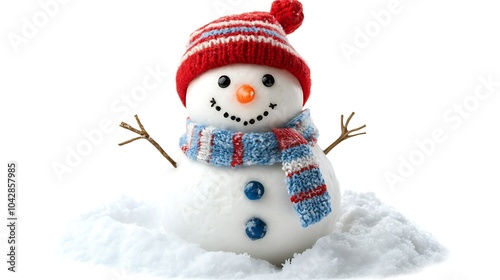 Cheerful Snowman in Red and White