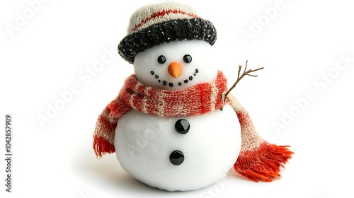 Cheerful Snowman in Red and White