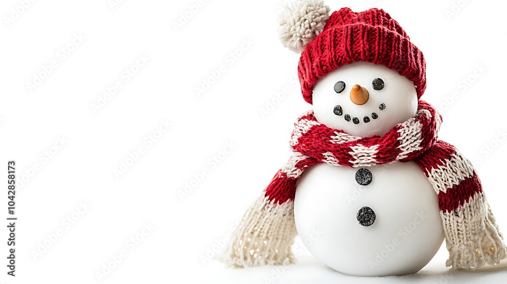 Fototapeta premium Cheerful Snowman in Red and White