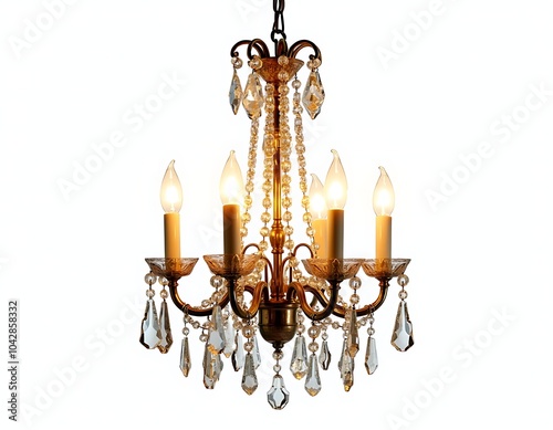 Luxury chandelier with lights isolated on white background