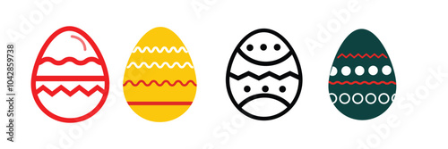 Set of colorful decorated Easter eggs.