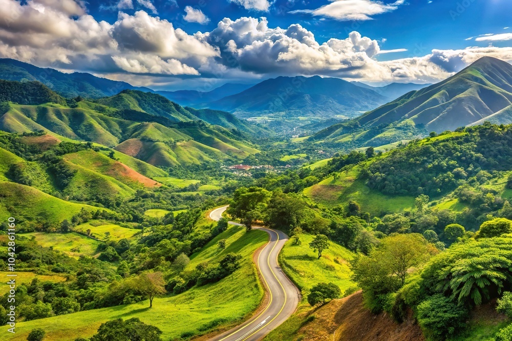 Obraz premium Extreme close-up of landscapes from the mountains and roads to Villavicencio Meta