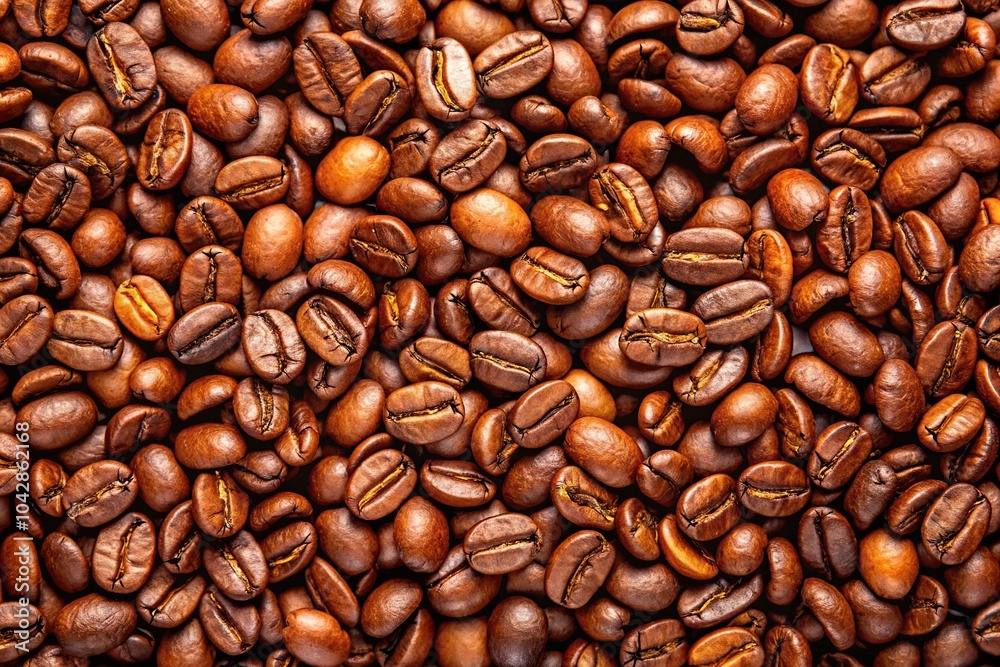 Obraz premium Extreme close-up of roasted coffee beans forming a background pattern