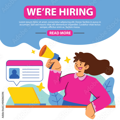 Online recruitment and Job hiring poster illustration