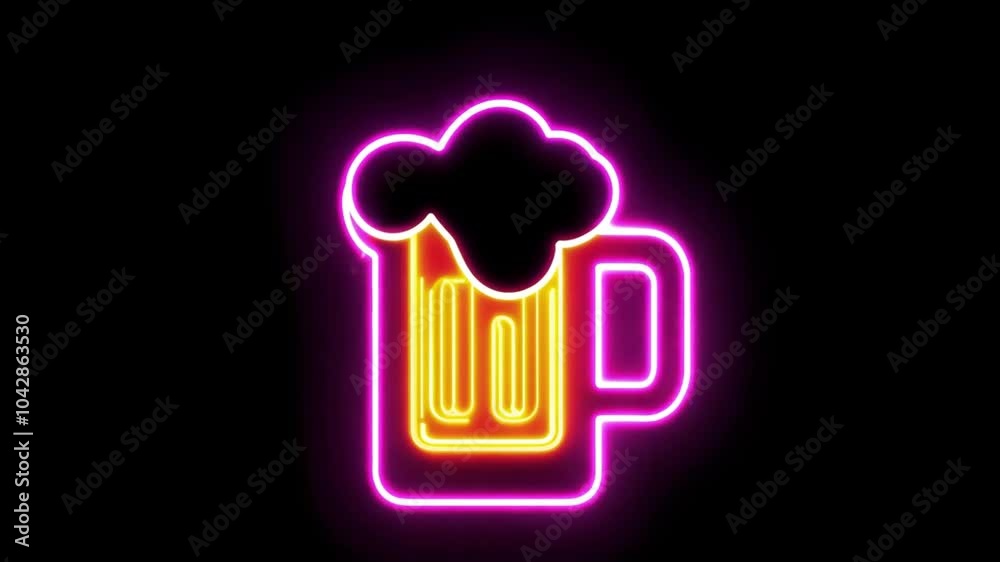 Beer alcoholic drink retro neon sign bright electric light signage. generative ai Beer alcoholic drink retro neon sign bright electric light signage. generative ai