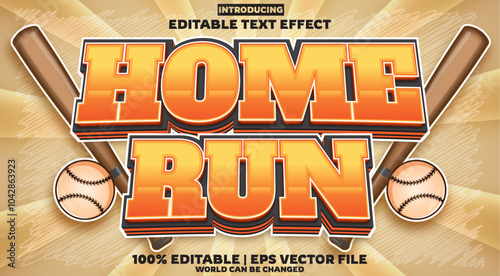 Home Run editable text effect in new modern trend style