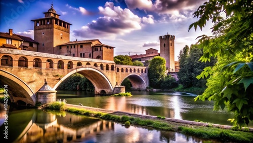 Minimalist View of Castel del Rio and Bologna Bridge in Stunning Landscape Photography