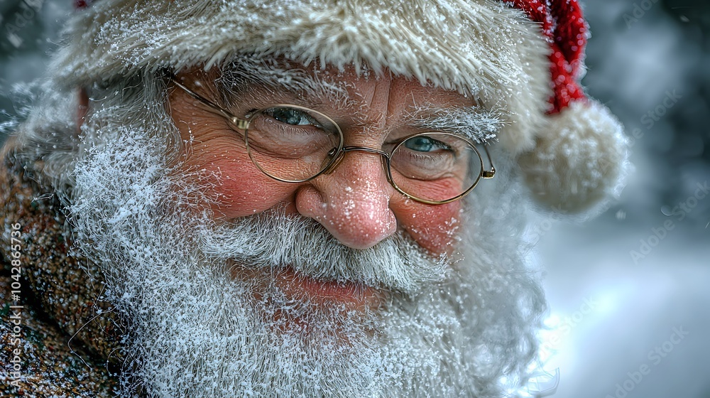 Winking Santa Claus with Frosty Beard in Soft Lighting Winking Santa Claus with Frosty Beard in Soft Lighting