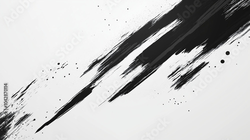 A dynamic abstract black and white background with brush strokes, dynamic energy. AI generation
