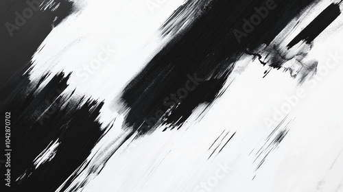 A dynamic abstract black and white background with brush strokes, dynamic energy. AI generation