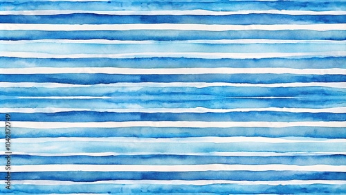 Long shot blue watercolor stripes seamless pattern
