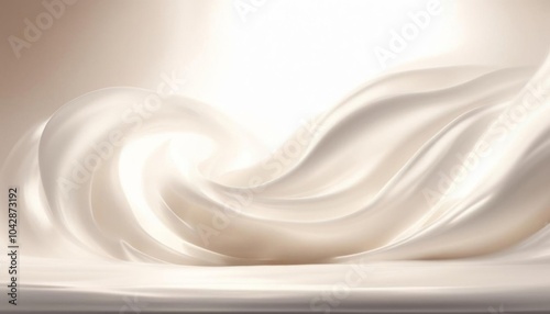 A swirl of smooth, creamy vanilla-like texture with soft curves and highlights, giving a rich, luxurious appearance. AI generated.