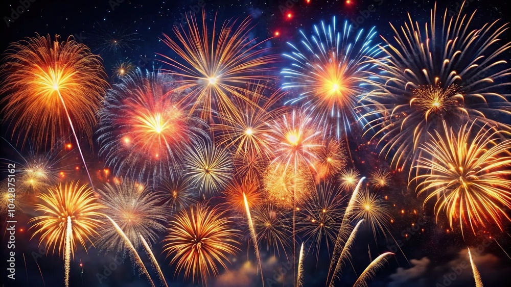 Firecrackers bursting in night sky with tilted angle Firecrackers bursting in night sky with tilted angle