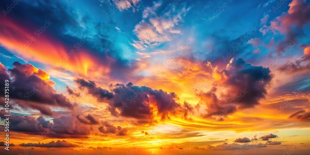 Fototapeta premium Colorful sunset sky with clouds in the evening