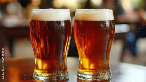 Two Glasses of Beer on a Table