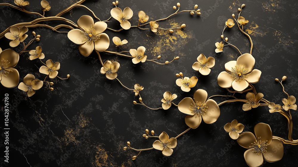 flower wallpaper with luxury gold patterns and radiant glitter highlights flower wallpaper with luxury gold patterns and radiant glitter highlights