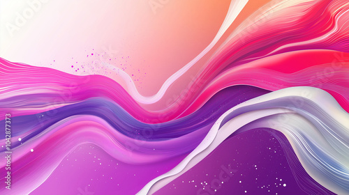 Purple, blue and pink waves and swirls on a white background. AI generation