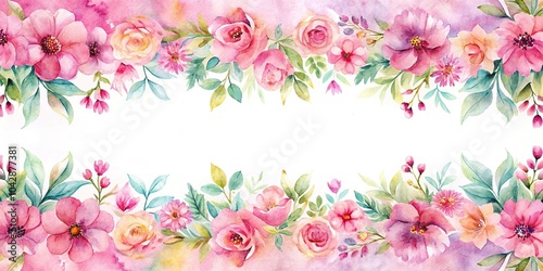 Flowery border watercolor painting