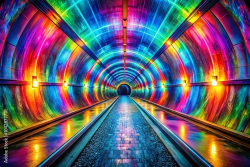 Psychedelic Tunnel in Vibrant 80s Colors with Noise Effect for High Dynamic Range Imagery