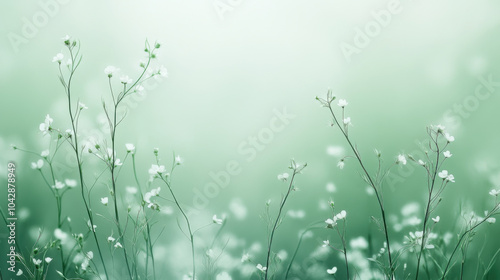 A field of white flowers with green grass