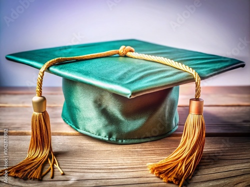 Realistic Green Graduation Cap for Academic Ceremony on White Background