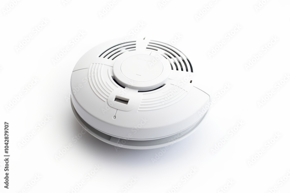 Smoke detector on white background, front view - concept of safety ...