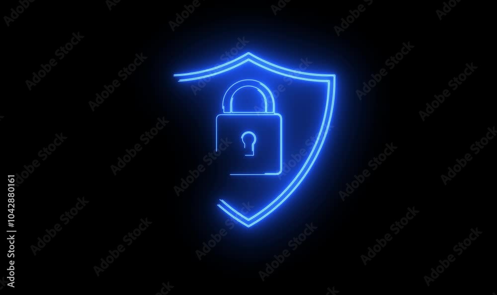 Shield Cyber Security Icon on black background use for security, Find solution, hacking protection security technology.
