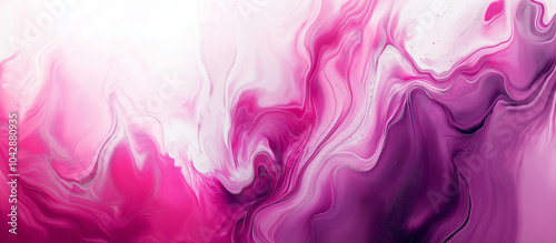 Purple, blue and pink waves and swirls on a white background. AI generation
