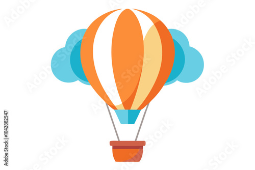 Hot Air Balloon Ride | isolated vector silhouette illustration on white background