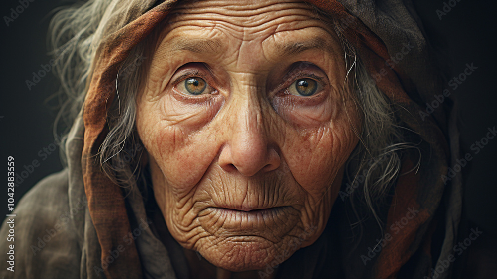 Old Woman face curious face. In front of the camera. Strong and Brave. Demanding something. background. Old Woman face curious face. In front of the camera. Strong and Brave. Demanding something. background.