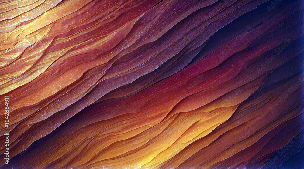 Obraz premium Warm Amber To Crimson Gradient Texture With Layered Organic Striations And Deep Color Variations Creating A Bold And Intense Background Design For Dramatic Visuals