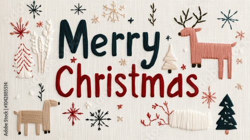Merry Christmas Embroidery Design   Holiday Decoration  Festive Needlework