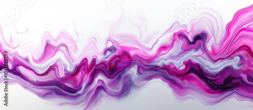 Purple, blue and pink waves and swirls on a white background. AI generation