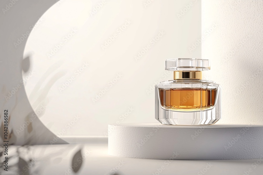 An exquisite perfume bottle stands out against a pristine backdrop, highlighting its distinctive design and opulent appeal for scent enthusiasts. An exquisite perfume bottle stands out against a pristine backdrop, highlighting its distinctive design and opulent appeal for scent enthusiasts.
