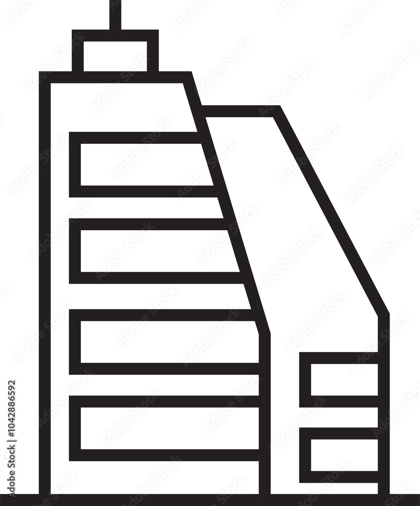 Office Building Tower Icon Line Art Office Building Tower Icon Line Art