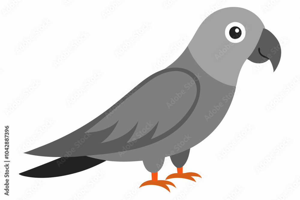 African grey parrot vector art illustration