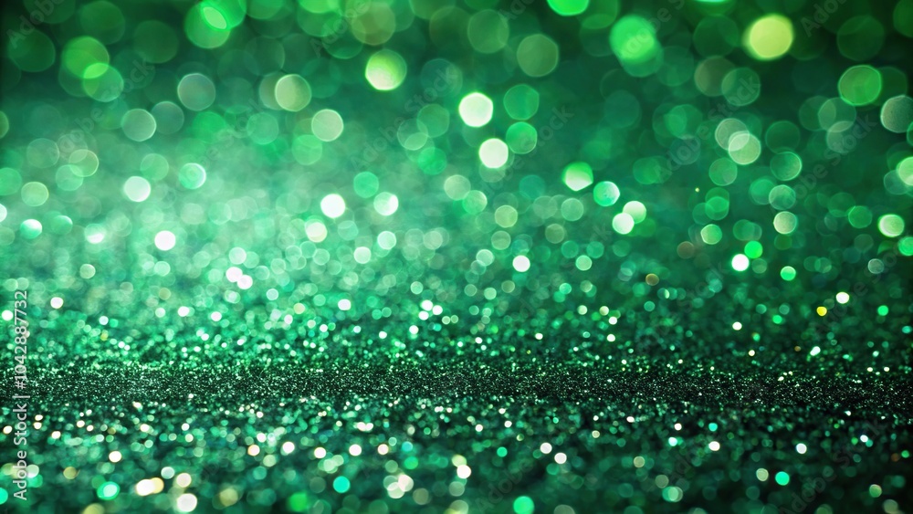 Obraz premium Low angle abstract shiny green glitter background