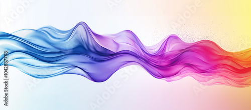 Purple, blue and pink waves and swirls on a white background. AI generation